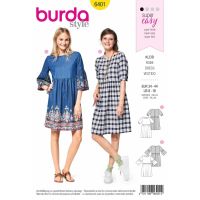 Strih Burda 6401 - Letné šaty, pohodlné šaty, flanelové šaty