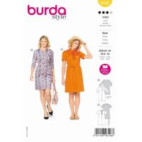 Strih Burda 6143 - Áčkové šaty s výstrihom na zips