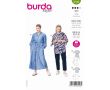 Strih Burda 6108 - Košeľové šaty, košele bez goliera pre plnoštíhle