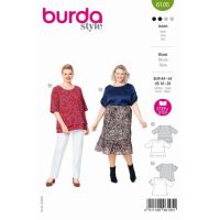 Strih Burda 6105 - Tričko s volánom pre plnoštíhle