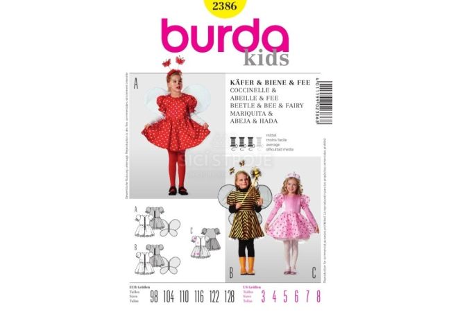 Strih Burda 2386 - Včielka, chrobáčik, víla