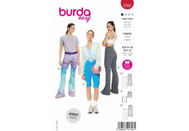 Strih Burda 5762 - Funkčné nohavice, športové nohavice, legíny