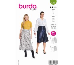 Strih Burda 5766 - Zavinovacie sukne, midi sukne, flanelová sukňa, taftová sukňa