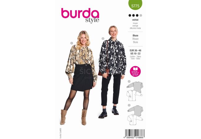 Strih Burda 5775 - Košeľa, blúzka so skrytým zapínaním