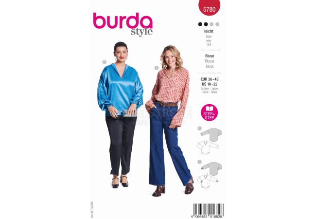 Strih Burda 5780 - Blúzka, hodvábna blúzka