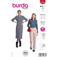 Strih Burda 5792 - Šaty so stojačikom, džersejové šaty na zips, košele na zips