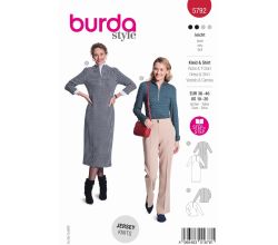 Strih Burda 5792 - Šaty so stojačikom, džersejové šaty na zips, košele na zips