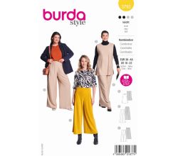 Strih Burda 5793 - Top bez rukávov, tunika, voľné nohavice so skladmi