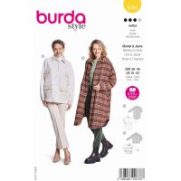 Strih Burda 5794 - Rovný kabát, prechodný kabát, bunda s vreckami