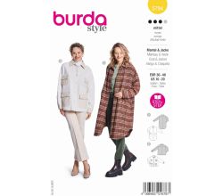 Strih Burda 5794 - Rovný kabát, prechodný kabát, bunda s vreckami