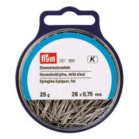 Špendlíky, 0,75 x 26 mm, strieborné farby, 25 g, krabička s pútkom