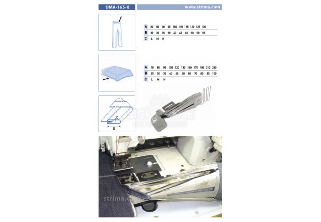 Lemovač na všívanie pásky pre šijacie stroje UMA-165-K 95/38 M