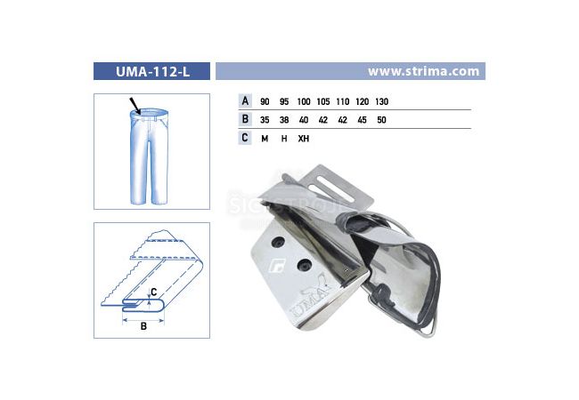 Lemovač na všívanie pásky pre šijacie stroje UMA-112-L 110/42 XH