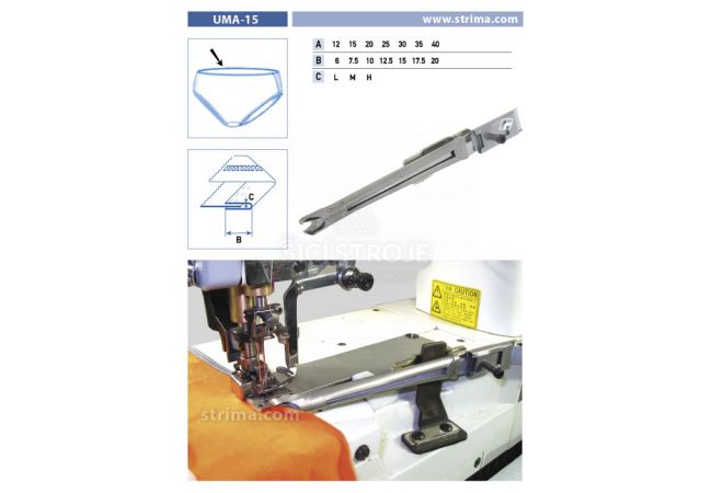 Lemovač skladajúci napoly pre šijacie stroje UMA-15 15/7,5 M