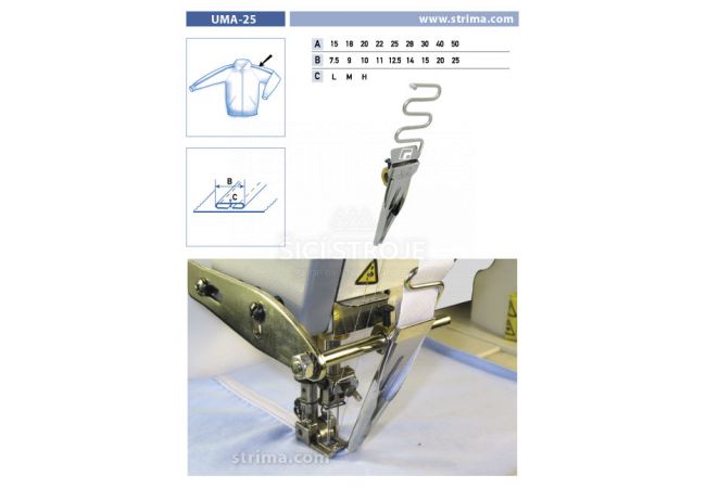 Zakladač lemovky pre šijacie stroje UMA-25 40/20 H