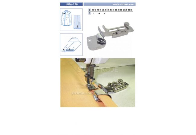 Zakladač s podvinutím pre šijacie stroje UMA-179 20-20 M