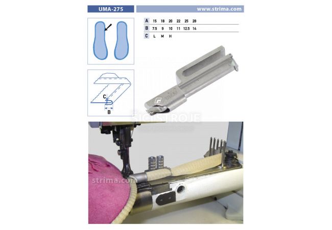 Lemovač skladajúci napoly pre šijacie stroje UMA-275 28/14 H