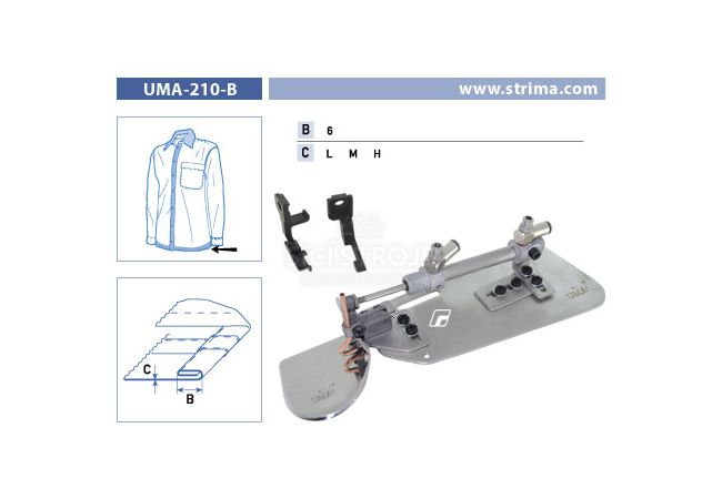 Zakladač s podvinutím pre šijacie stroje UMA-210-B 6 L