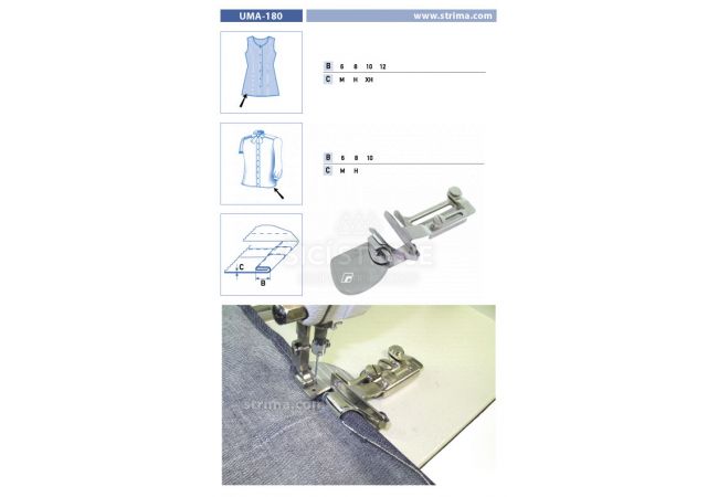 Zakladač s podvinutím pre šijacie stroje UMA-180 10 M