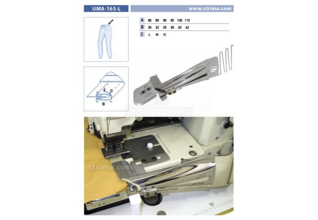 Lemovač na všívanie pásky pre šijacie stroje UMA-165-L 85/32 H