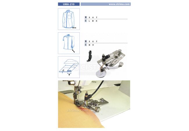 Zakladač s podvinutím pre šijacie stroje UMA-210 7 L