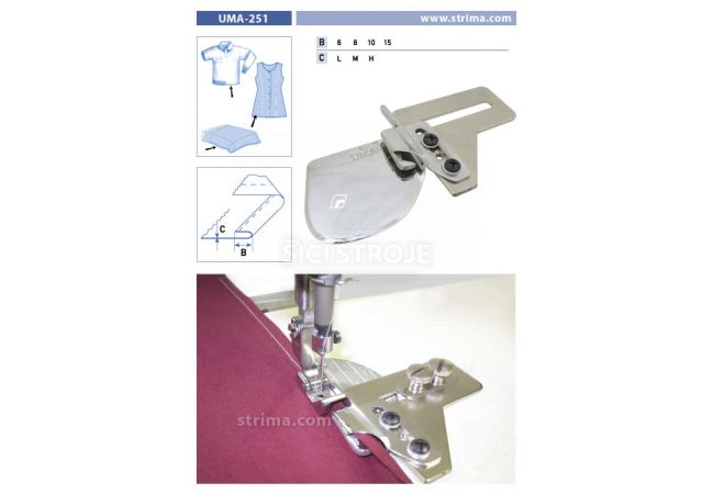 Zakladač s podvinutím pre šijacie stroje UMA-251 6 M