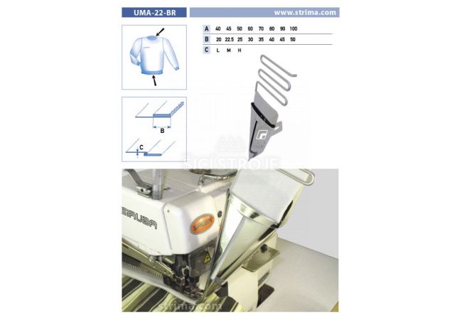 Zakladač výpustkov pre šijacie stroje UMA-22-BR 40/20 M