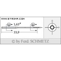 Strojové ihly pre priemyselné šijacie stroje Schmetz 16X1 110