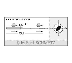 Strojové ihly pre priemyselné šijacie stroje Schmetz 16X2 R TW 65