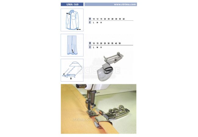 Zakladač s podvinutím pre šijacie stroje UMA-169 28 L