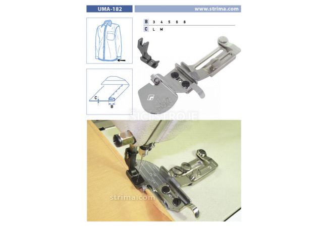 Zakladač s podvinutím pre šijacie stroje UMA-182 8 L
