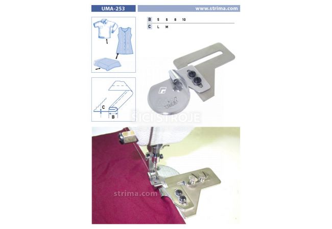 Zakladač s podvinutím pre šijacie stroje UMA-253 8 M
